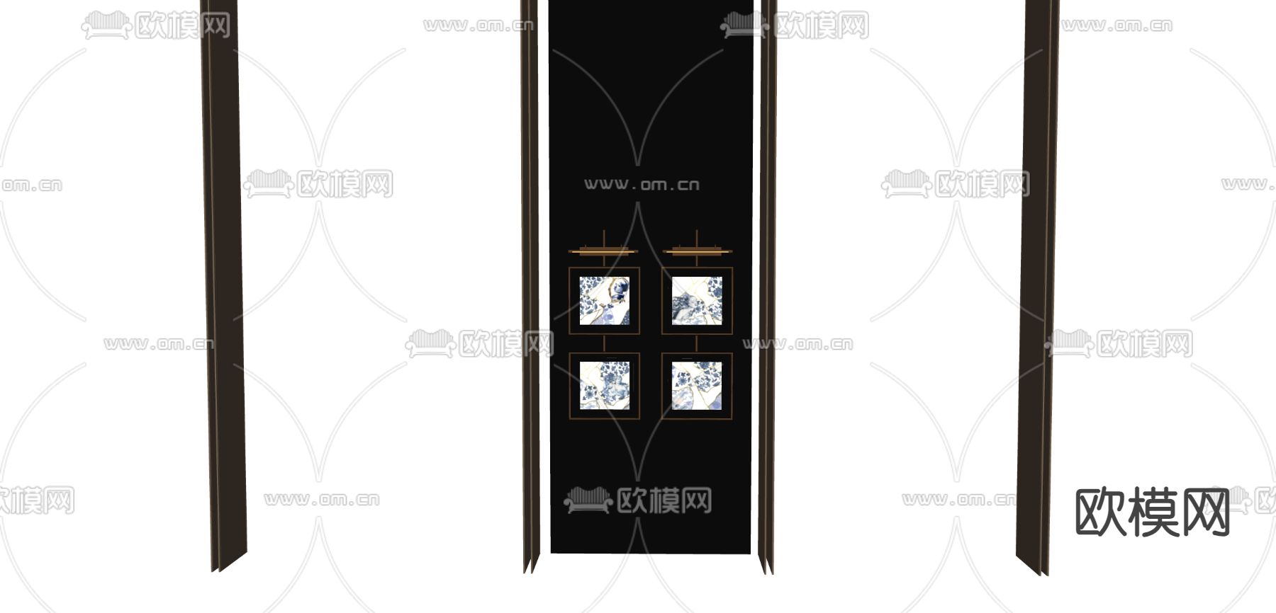 轻奢挂画 装饰画su模型下载（渲染图1）