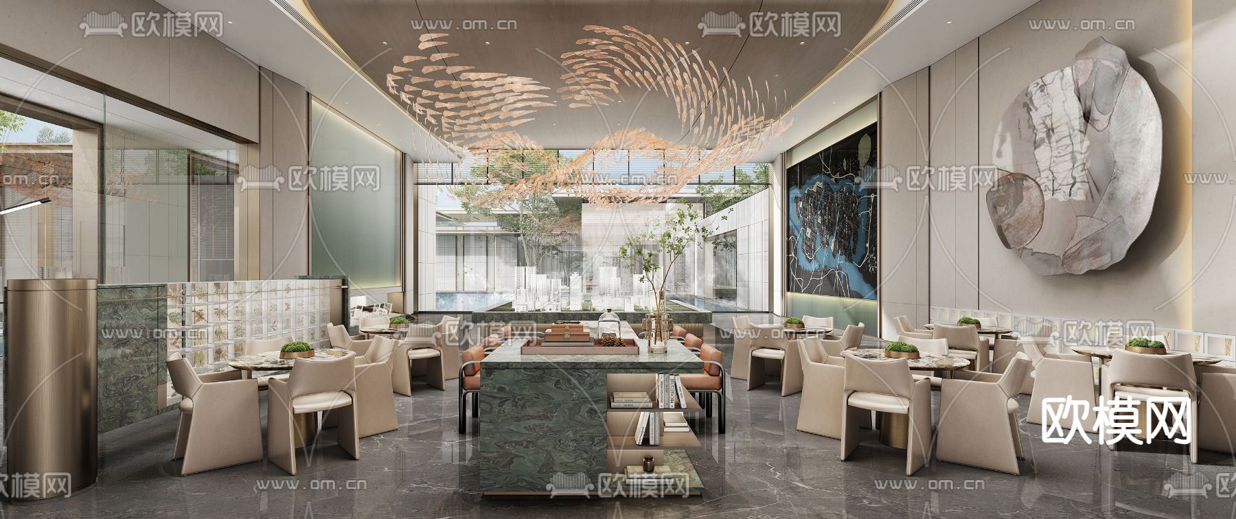 现代售楼处 洽谈区3d模型下载