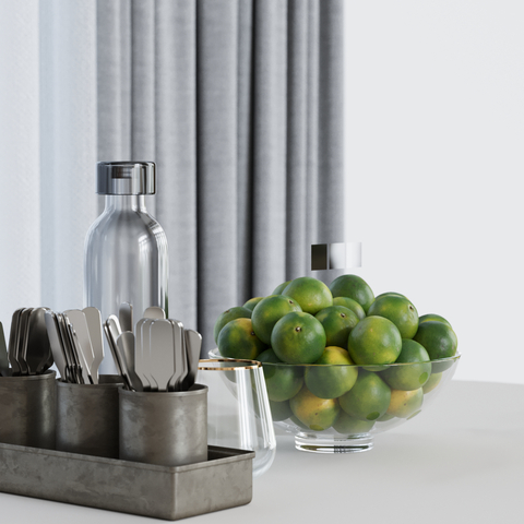  餐具 果盘 橘子su模型 