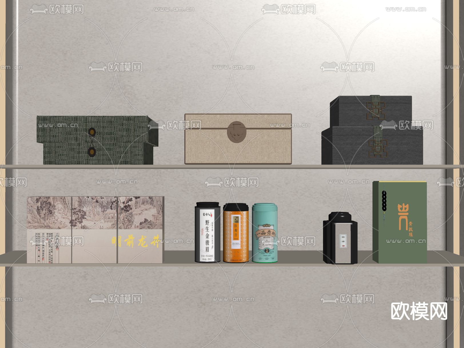 茶叶盒 礼品盒 茶叶罐su模型下载（渲染图1）