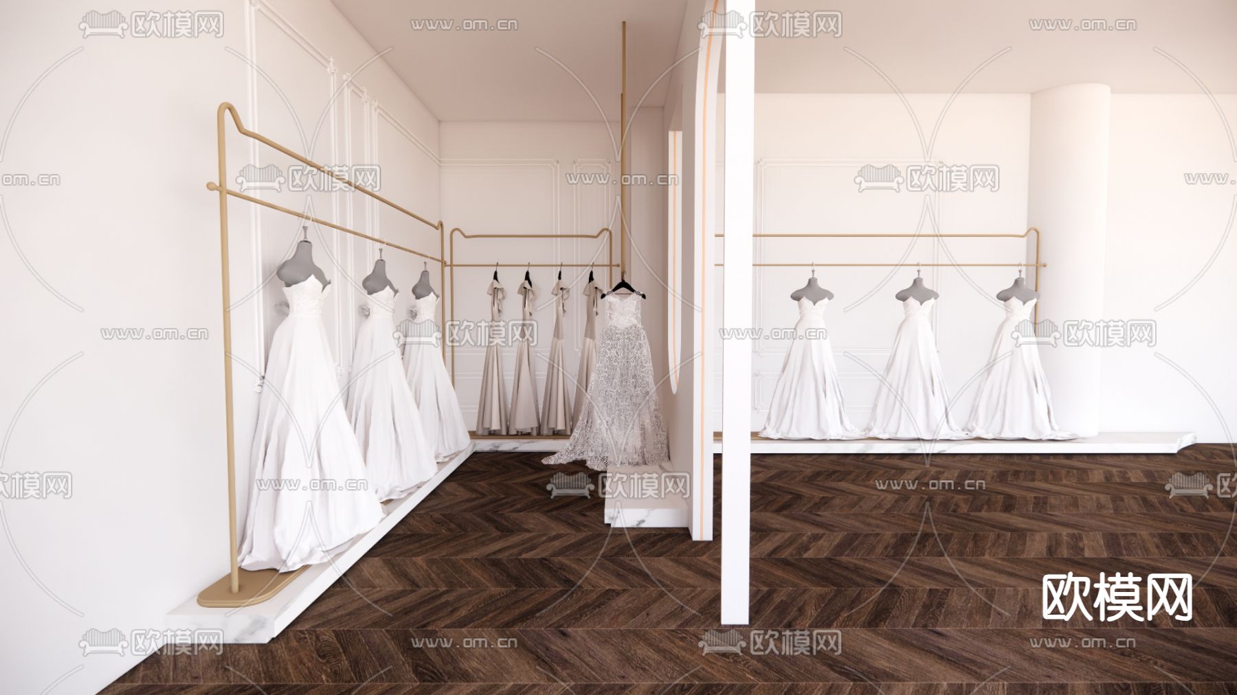 现代婚纱店su模型下载（渲染图2）