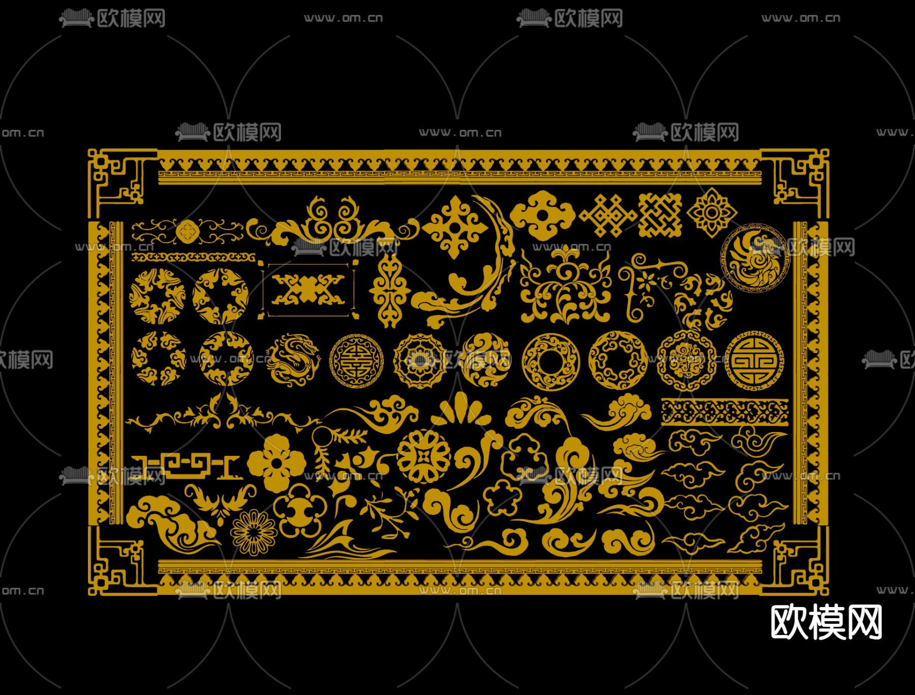 中式雕花 角花 花纹su模型下载（渲染图1）