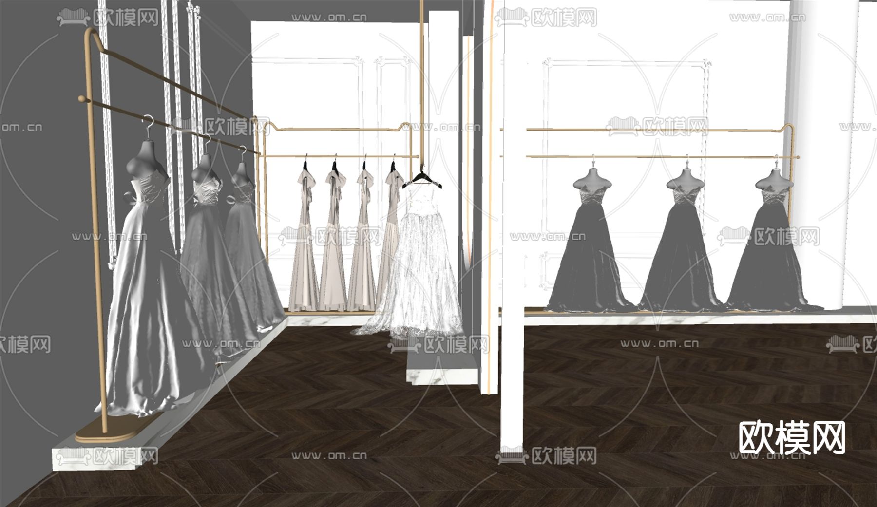现代婚纱店su模型下载（渲染图1）
