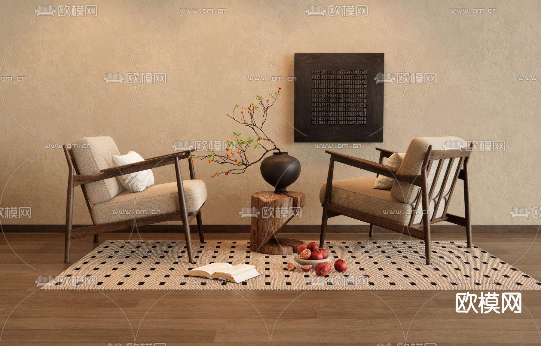 侘寂椅子 休闲椅3d模型下载