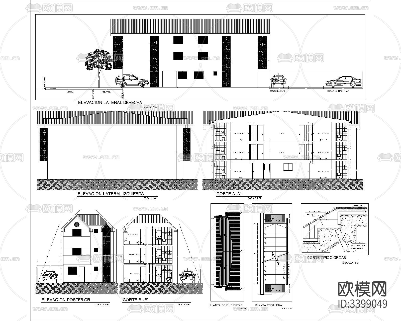 汽车酒店CAD平面图下载（渲染图1）