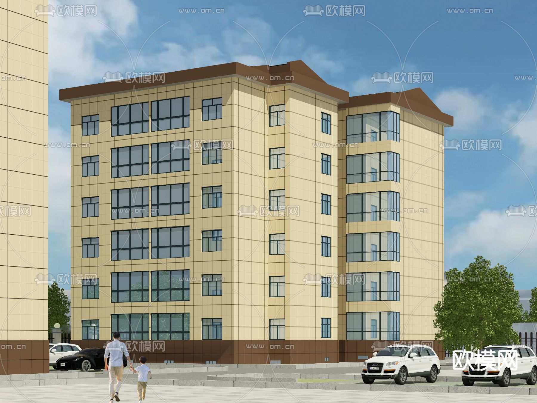 现代高层小区3d模型下载（渲染图2）