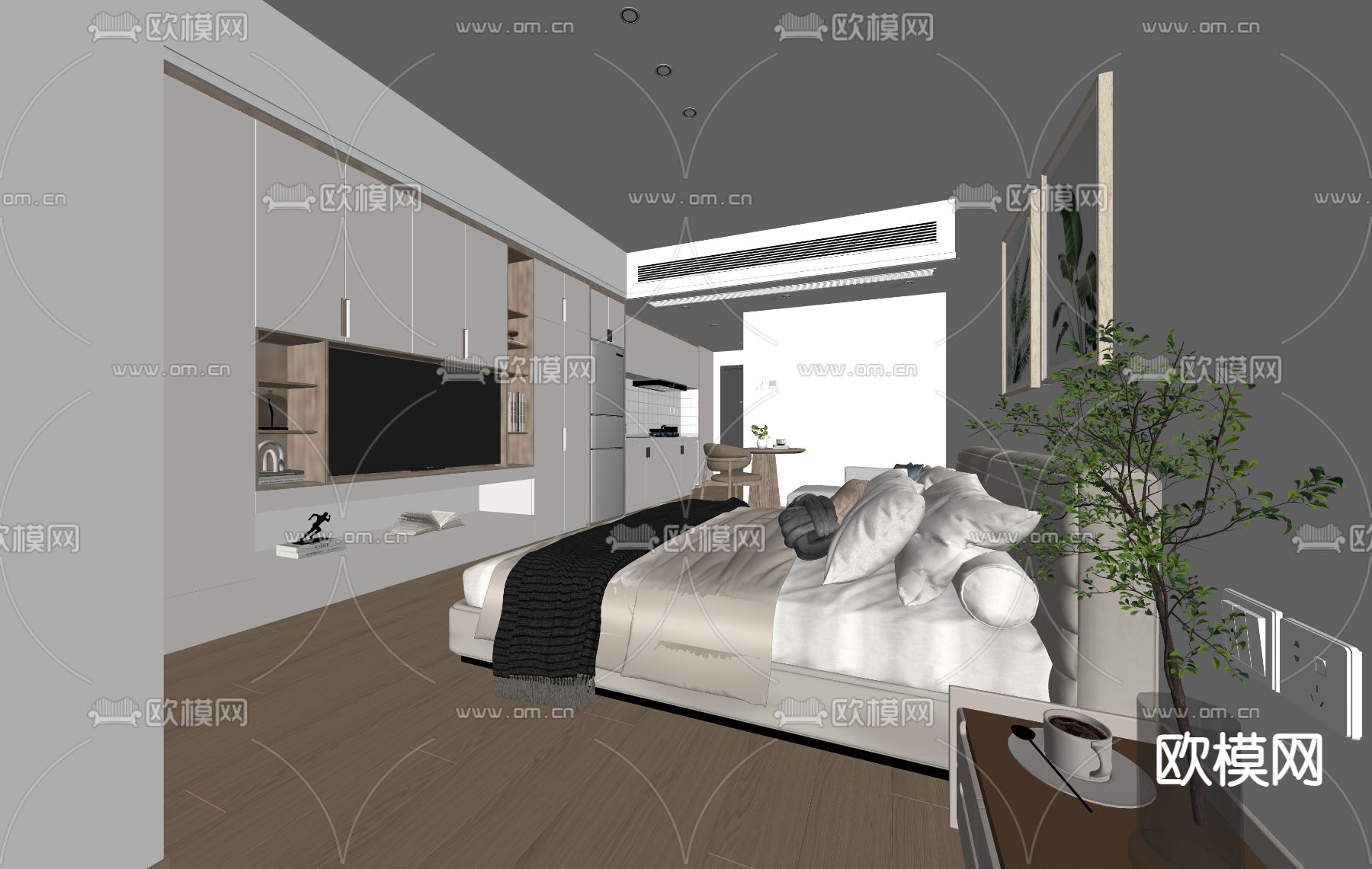 现代公寓su模型下载（渲染图1）