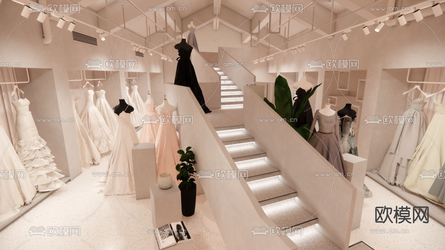 现代婚纱店su模型下载（渲染图2）