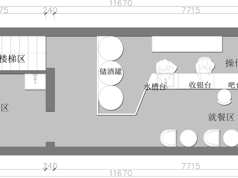  酒吧CAD平面圖 