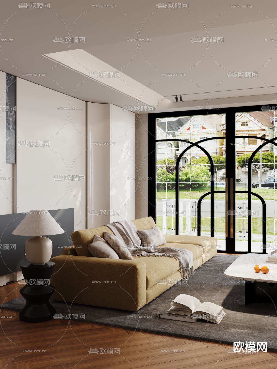 现代多人沙发su模型下载（渲染图2）