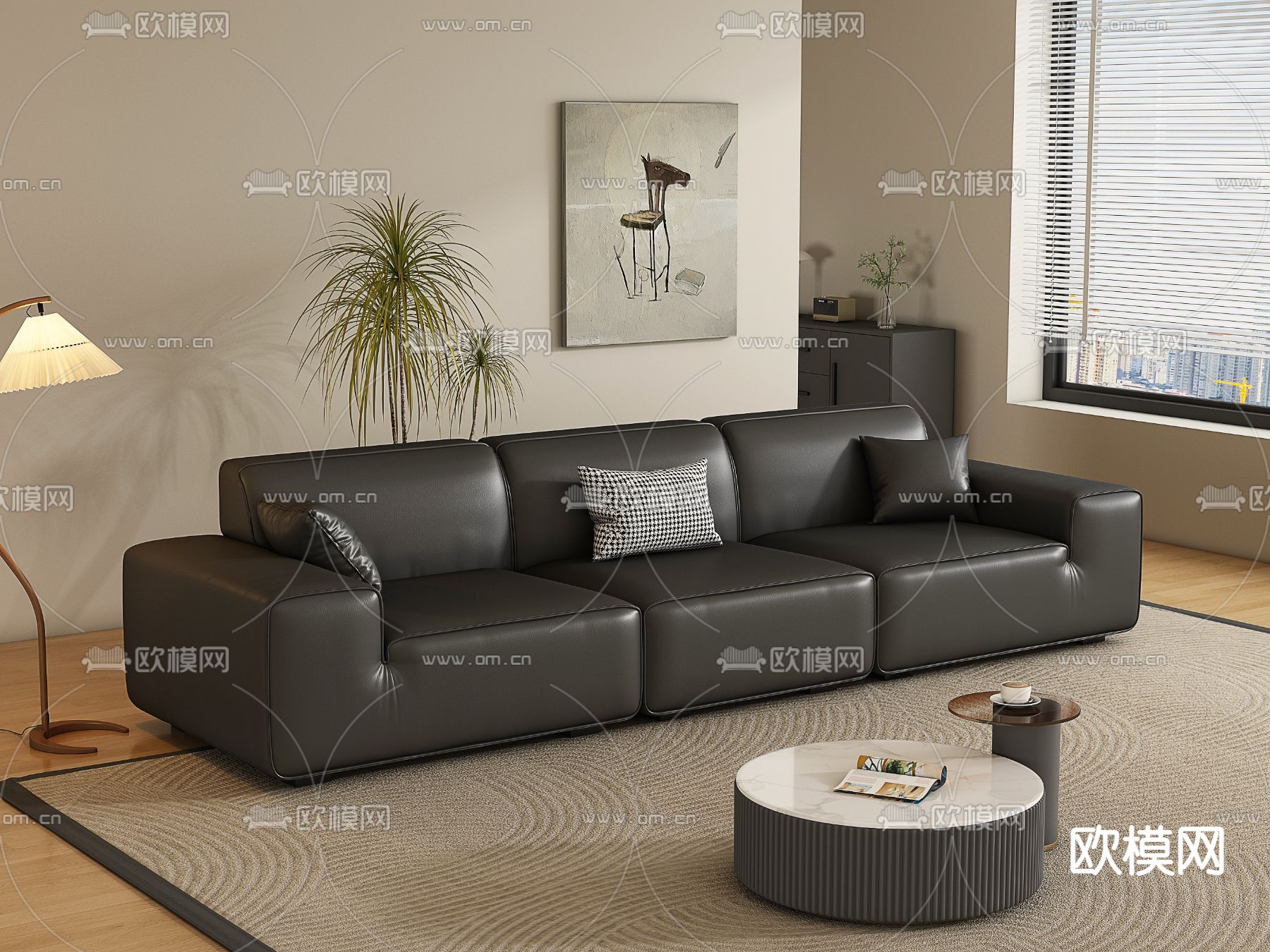 意式多人沙发3d模型下载