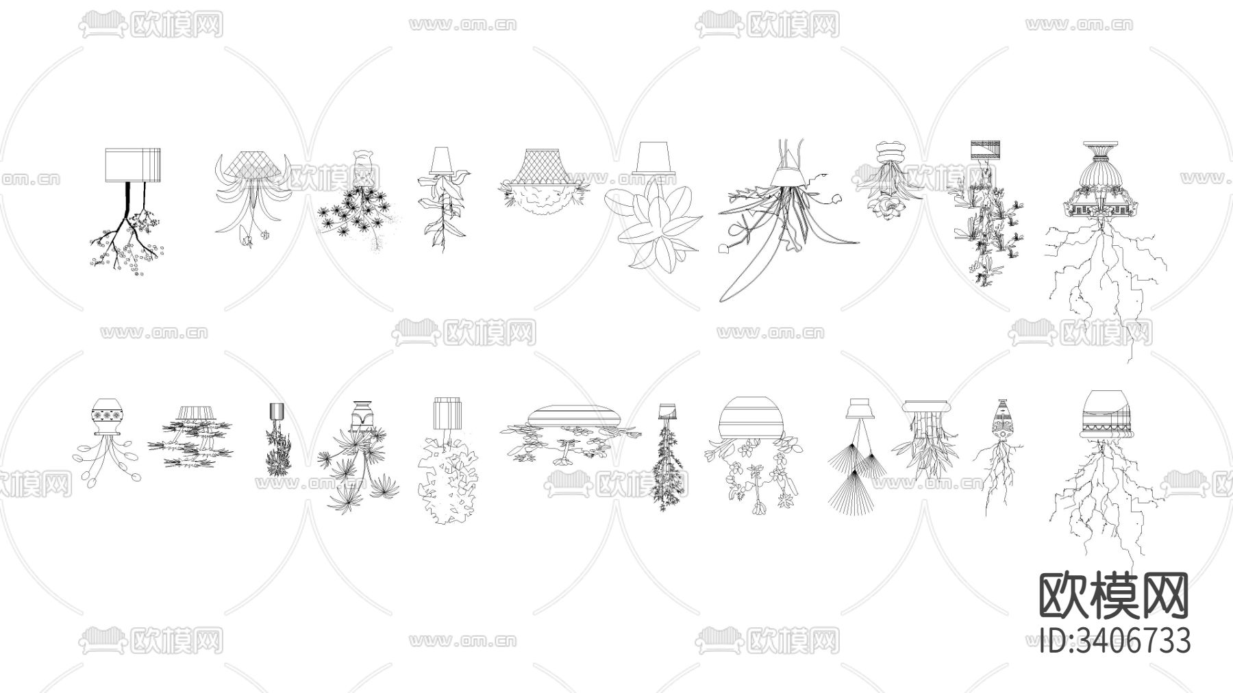 各种花瓶cad图库下载