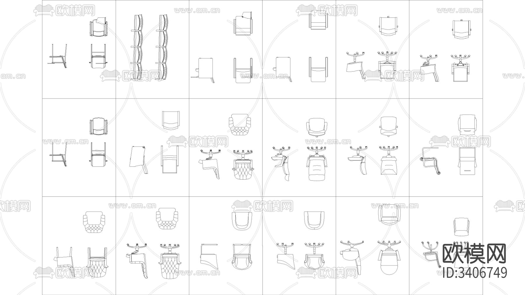 椅子cad图库下载