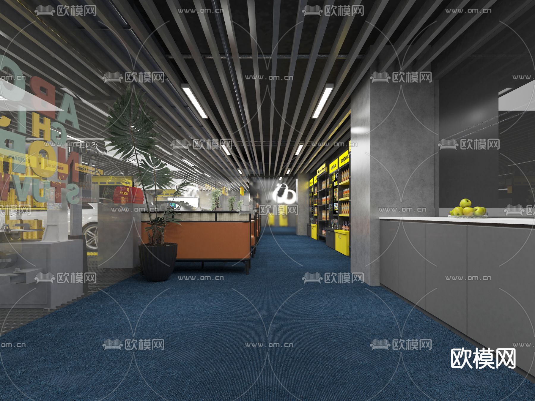 洗车店 地下停车场3d模型下载（渲染图3）