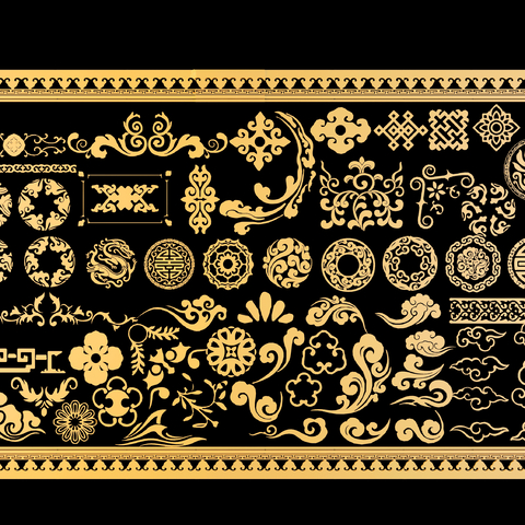  中式雕花 角花 花纹su模型 