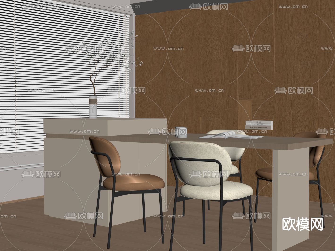 现代岛台su模型下载（渲染图1）