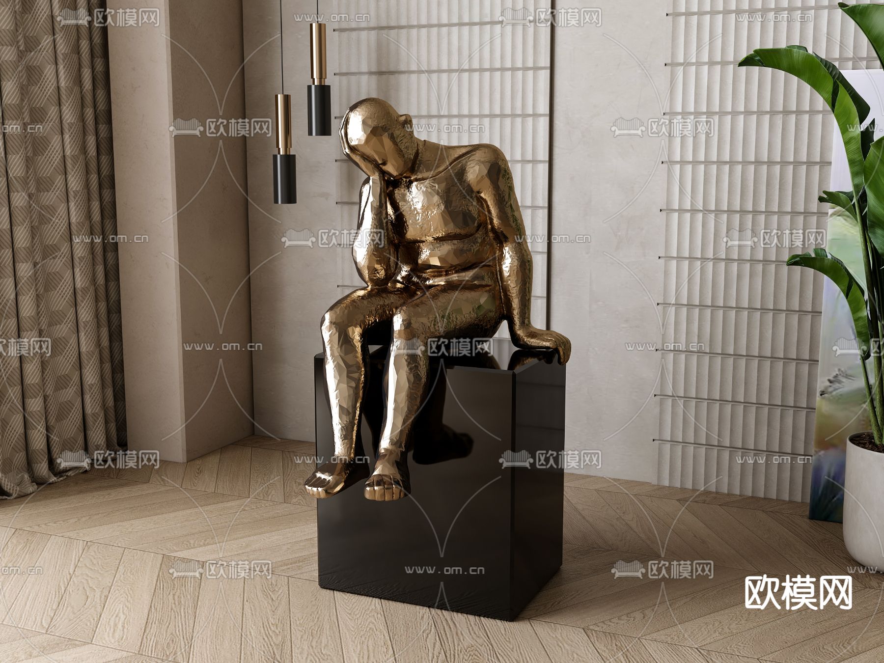 美式雕塑 人体雕塑3d模型下载