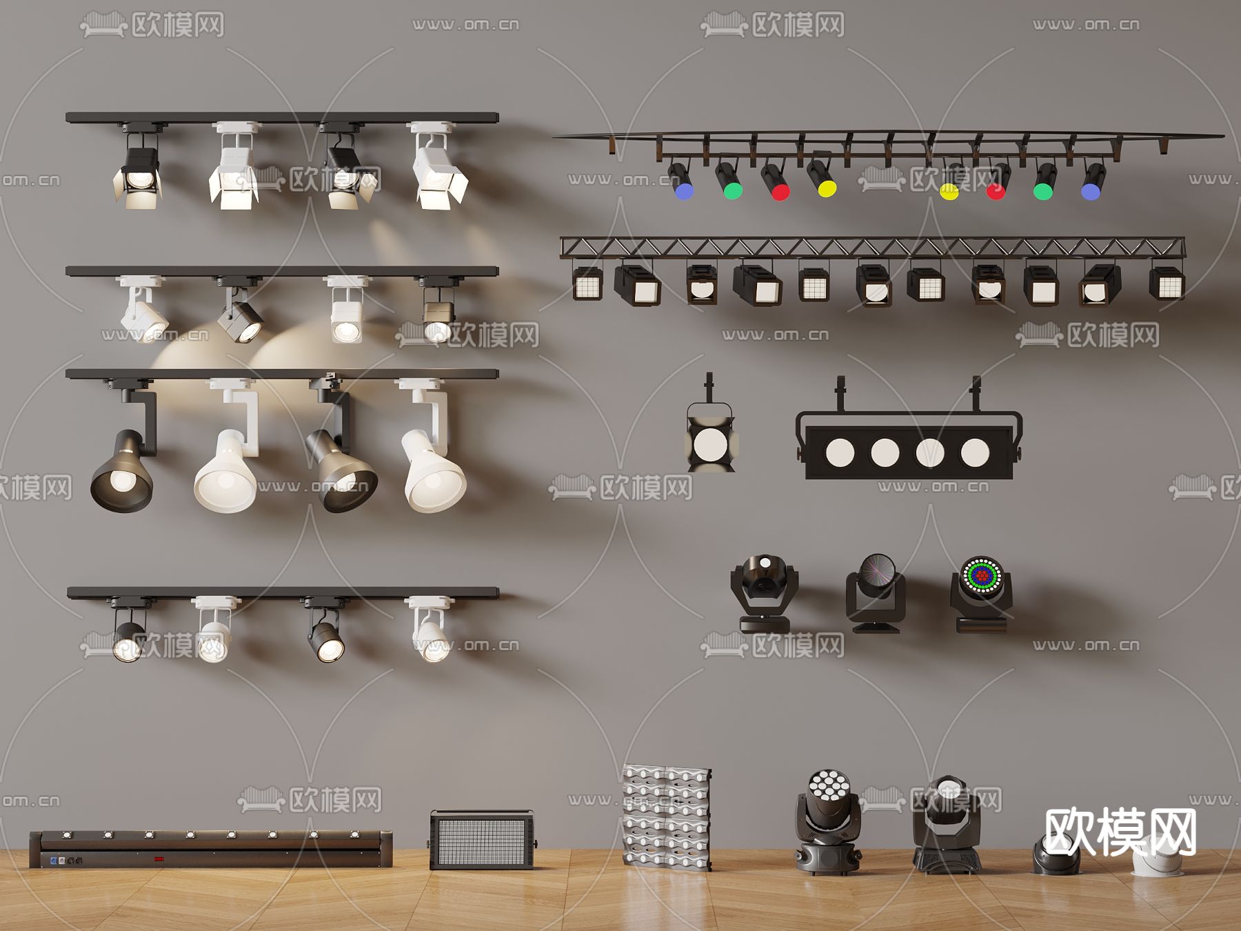 现代舞台灯 轨道灯 射灯3d模型下载