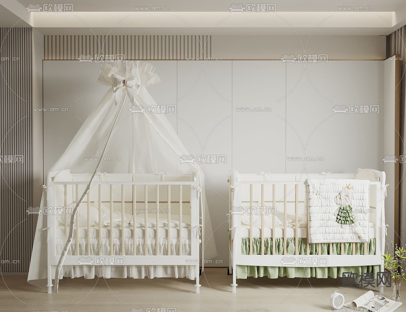 现代婴儿床3d模型下载