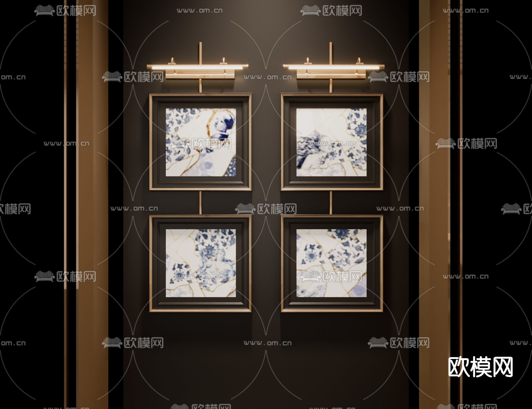 轻奢挂画 装饰画su模型下载（渲染图2）