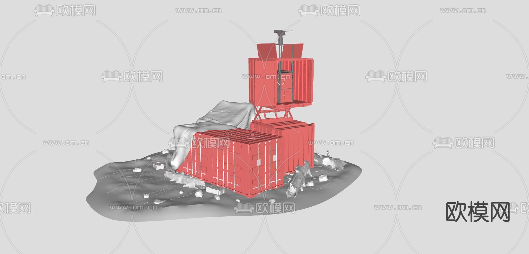 武器 废弃集装箱武器su模型下载（渲染图1）
