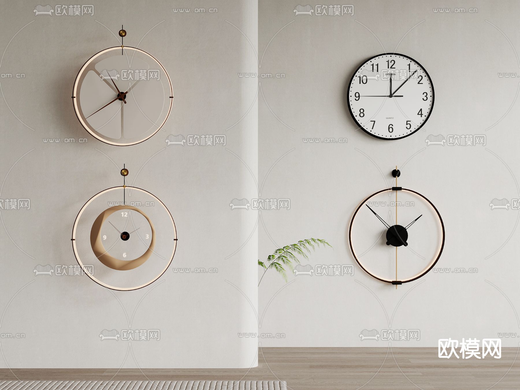 现代钟表 挂表su模型下载（渲染图2）