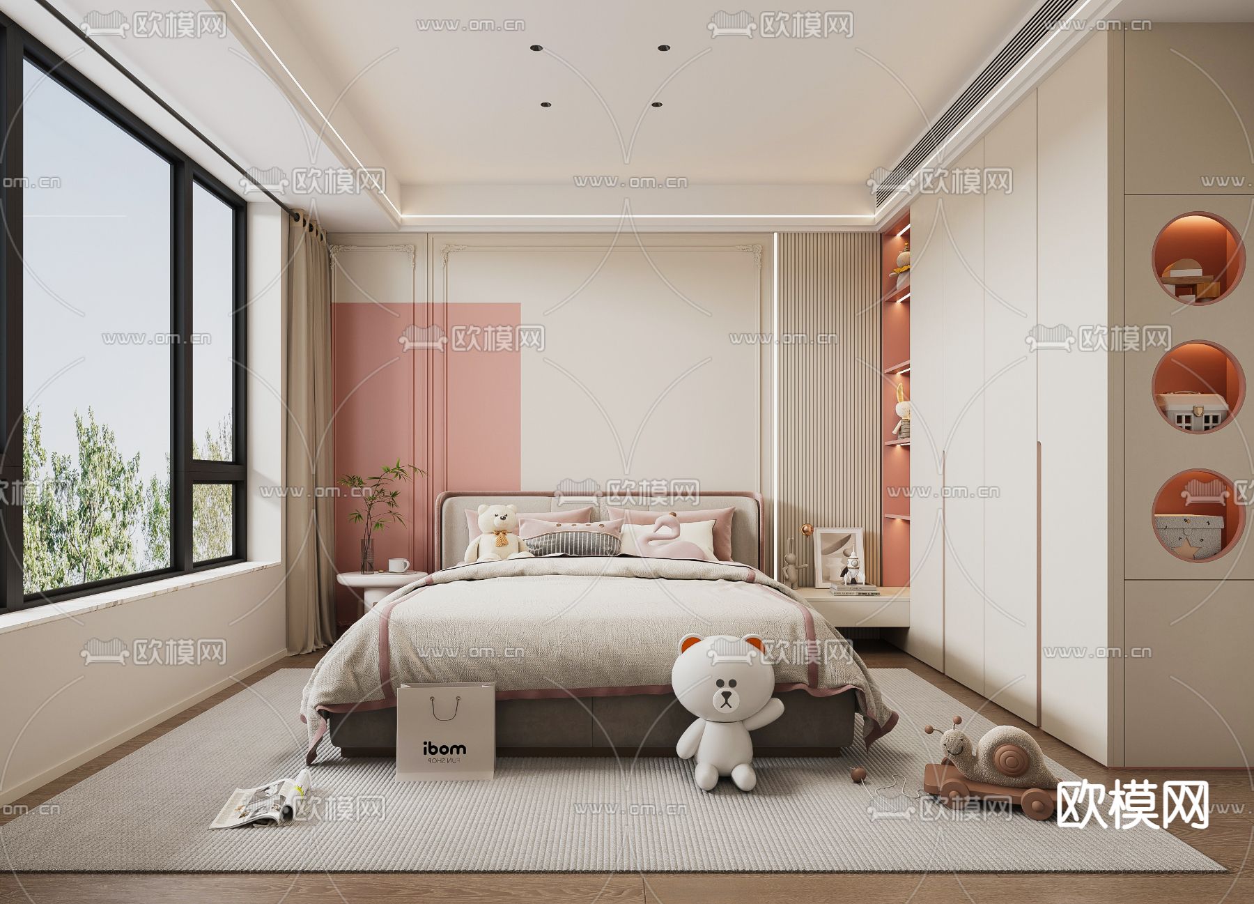 法式儿童房 女孩房su模型下载（渲染图2）