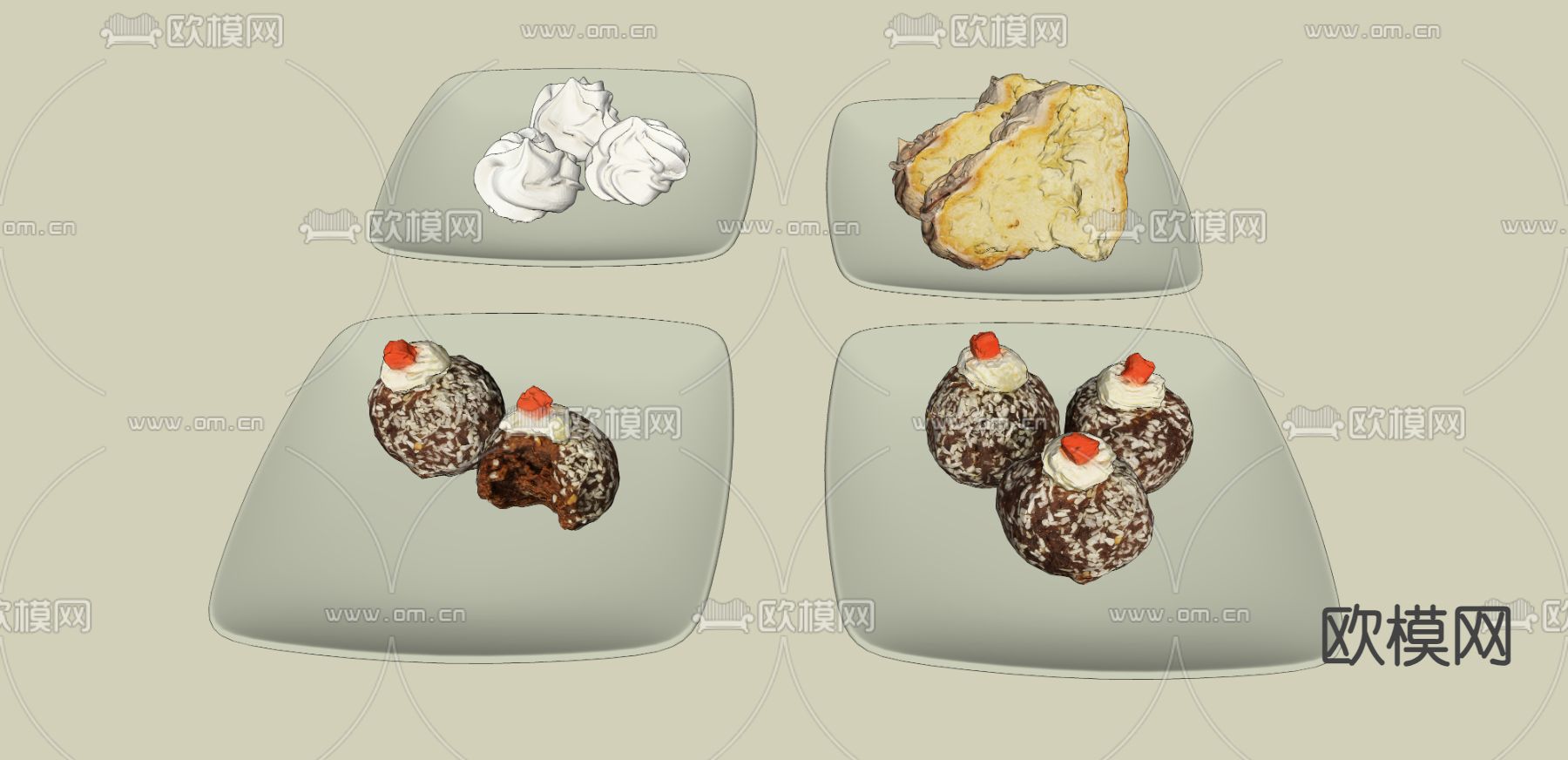 奶油 点心su模型下载（渲染图1）