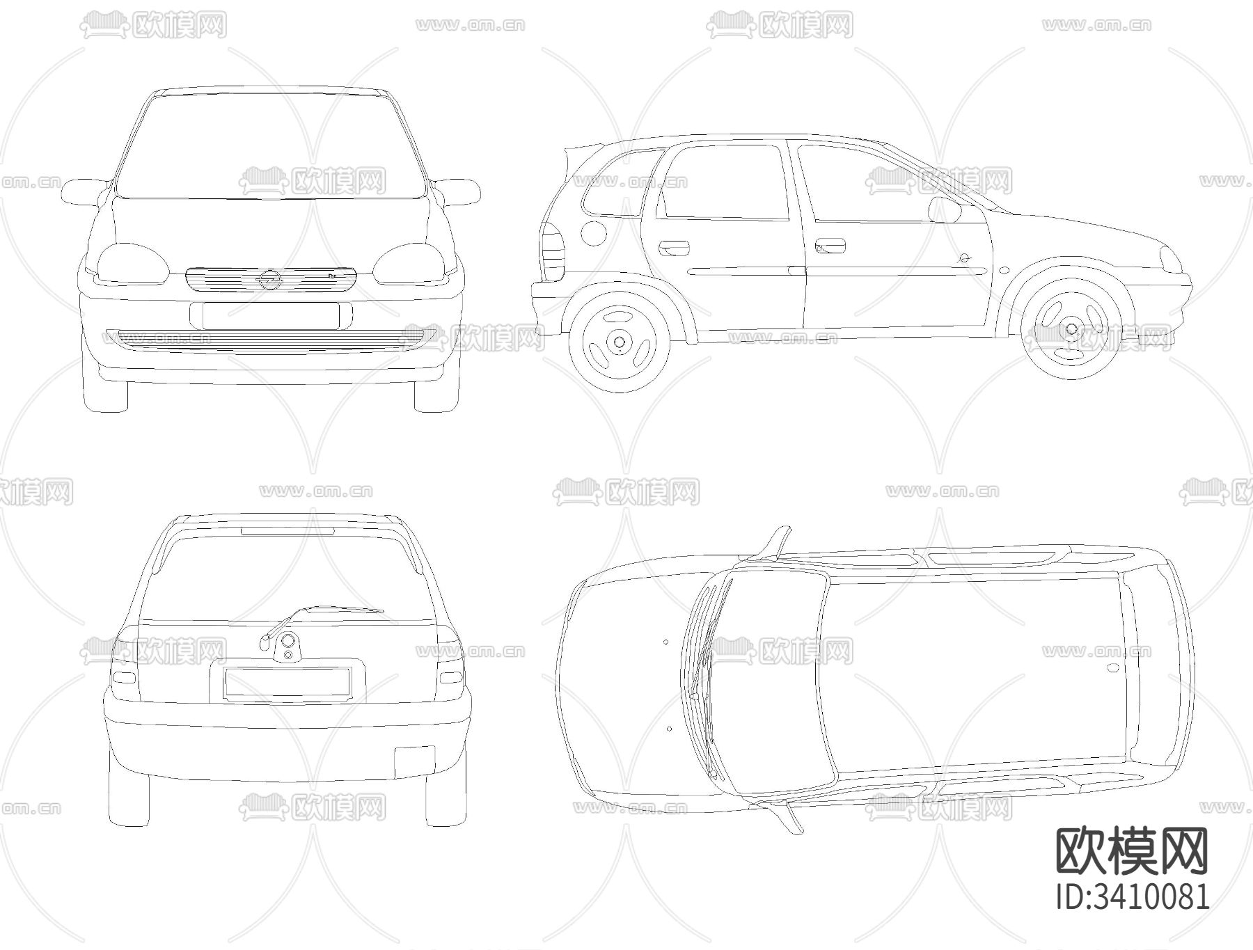 欧宝Corsa图纸下载cad大样图下载