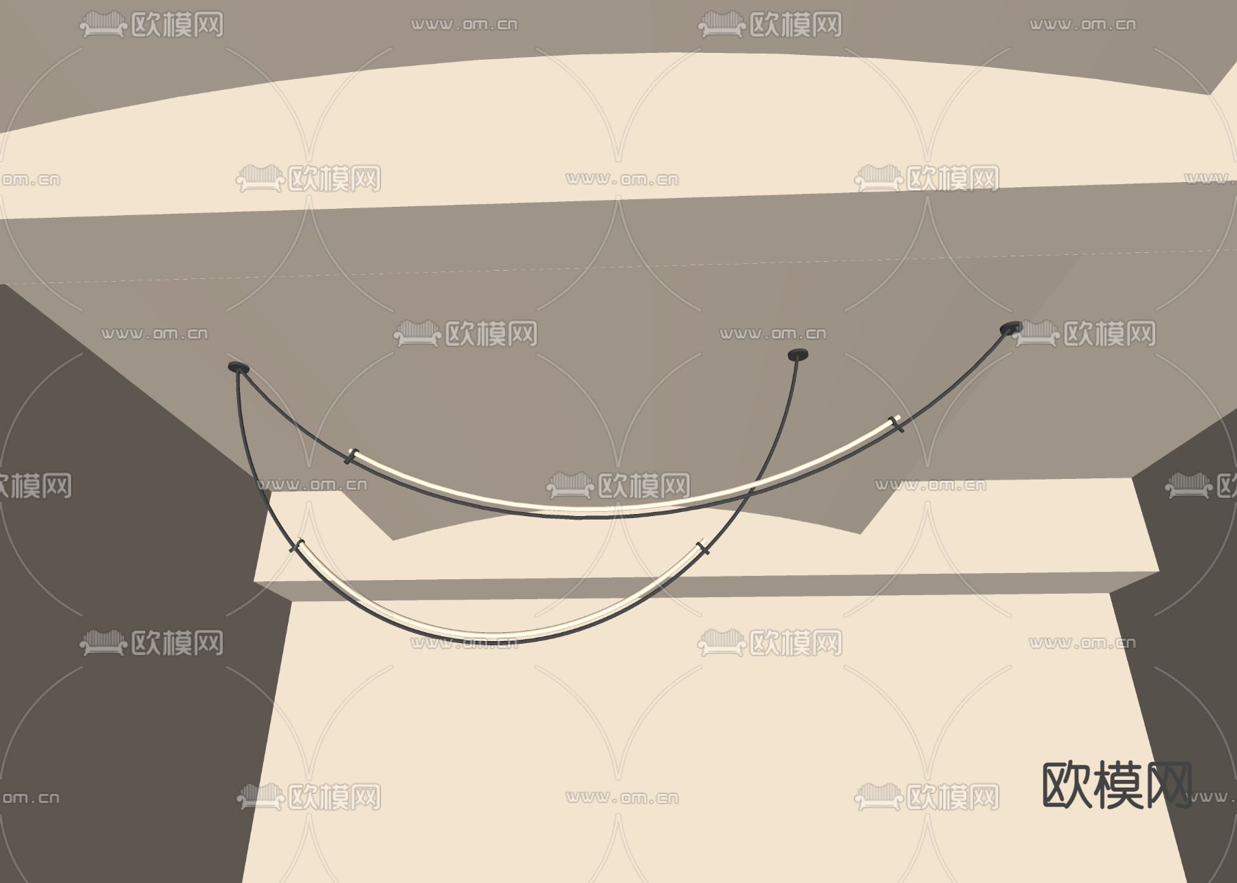 现代吊灯 长条形吊灯su模型下载（渲染图1）