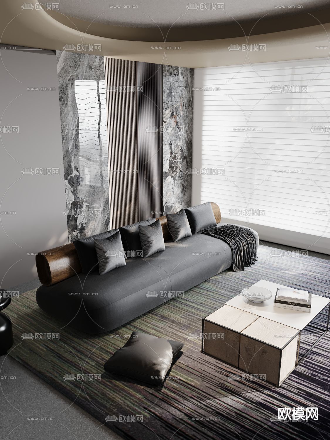 意式沙发 多人沙发3d模型下载