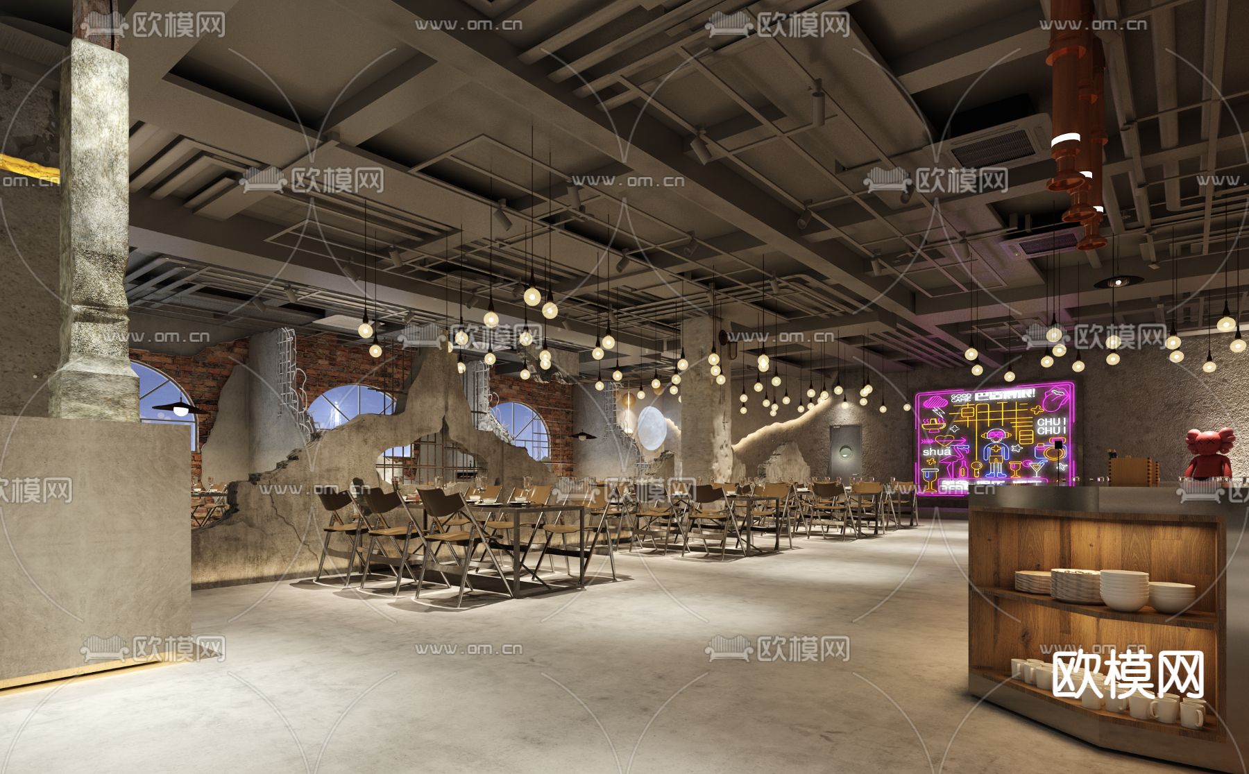 战后风火锅店3d模型下载（渲染图1）