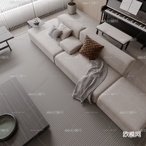 现代客厅3d模型下载(渲染图2)