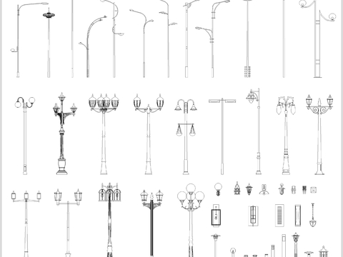  现代路灯 高杆路灯CAD平面图 
