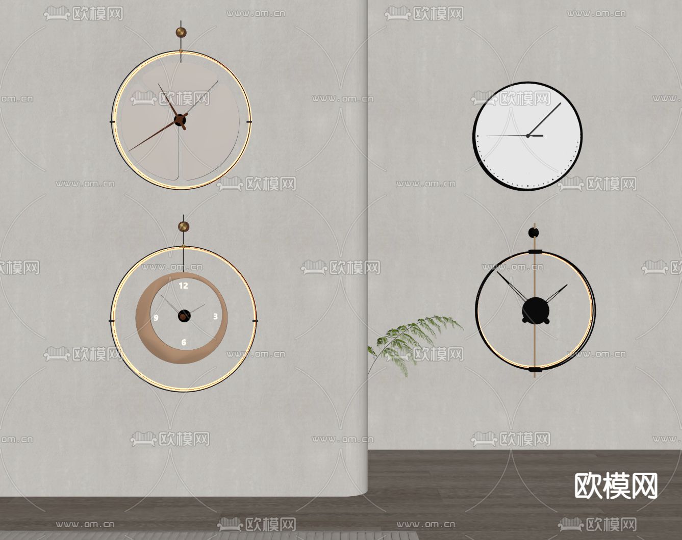 现代钟表 挂表su模型下载（渲染图1）