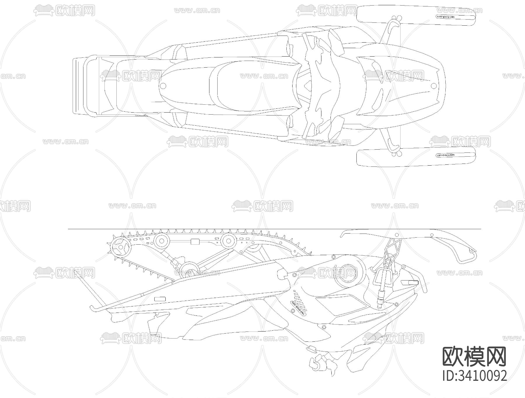 雪地摩托图纸cad大样图下载