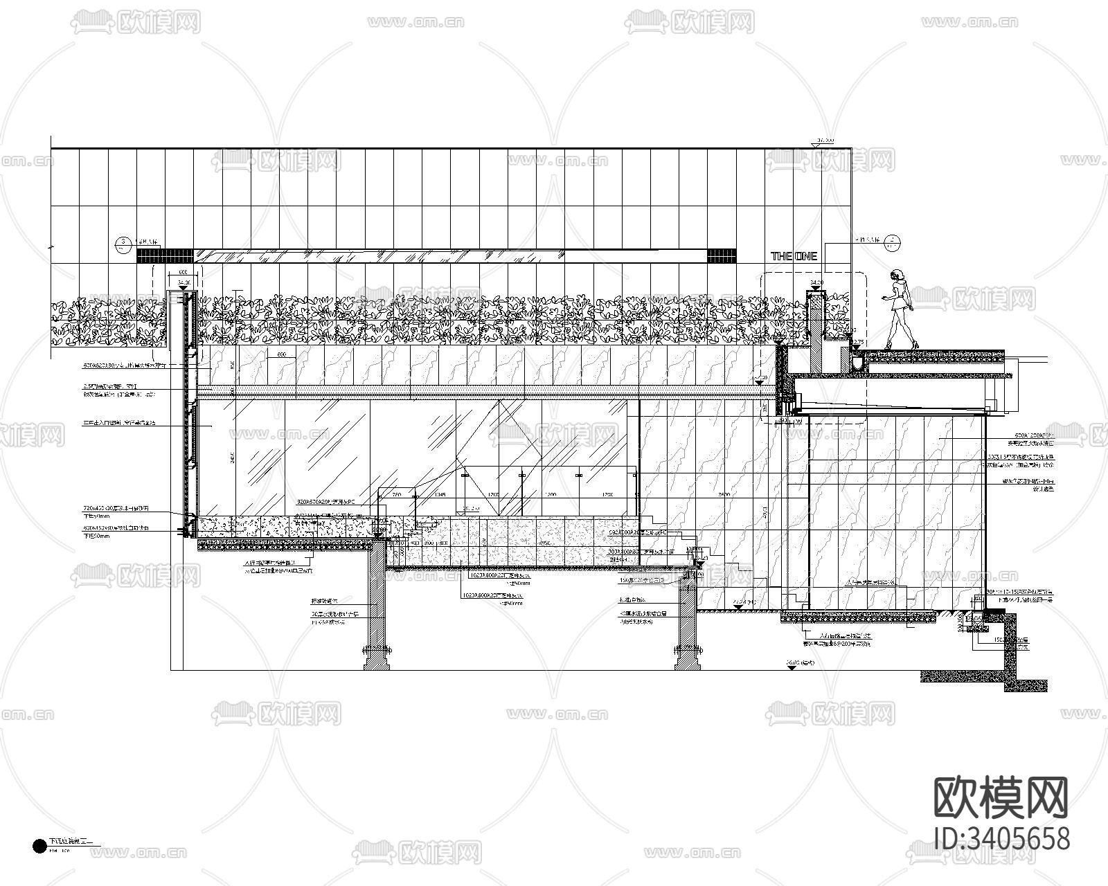 下沉庭院CAD节点大样图下载（渲染图3）
