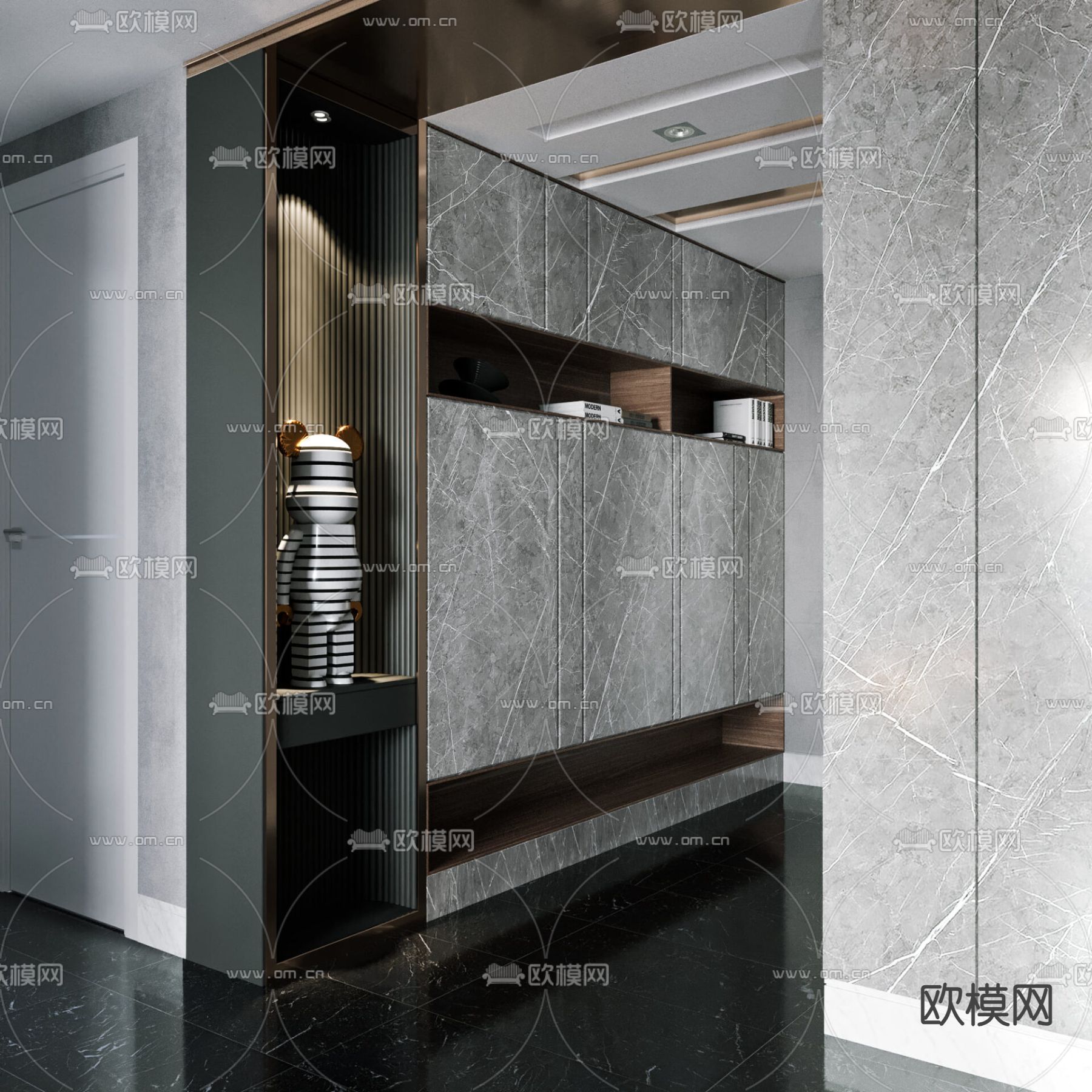 高级灰客餐厅3d模型下载（渲染图3）