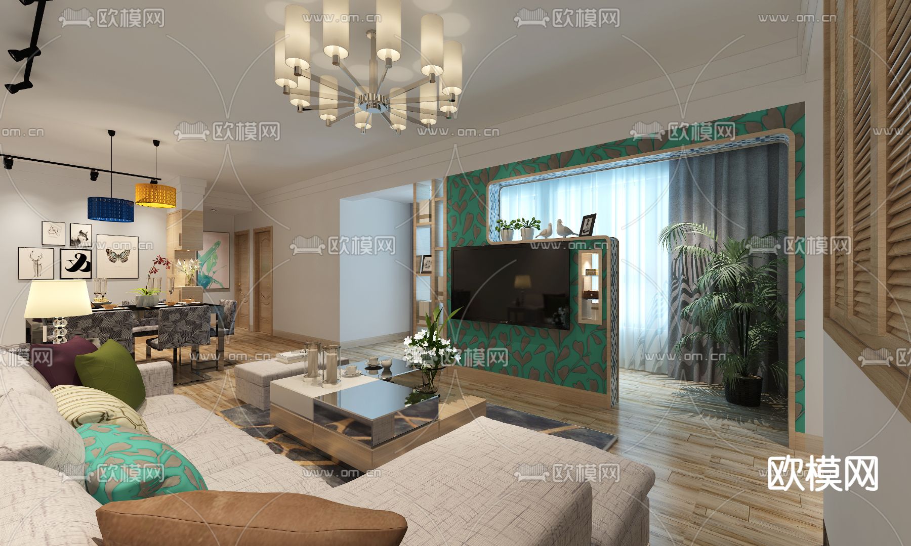 后现代客餐厅3d模型下载