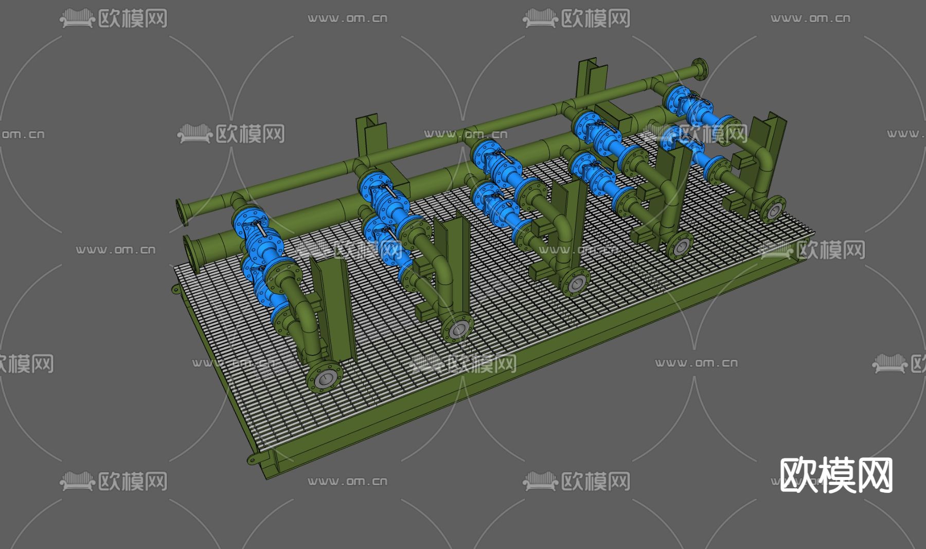 5孔管道 工业设备su模型下载（渲染图1）