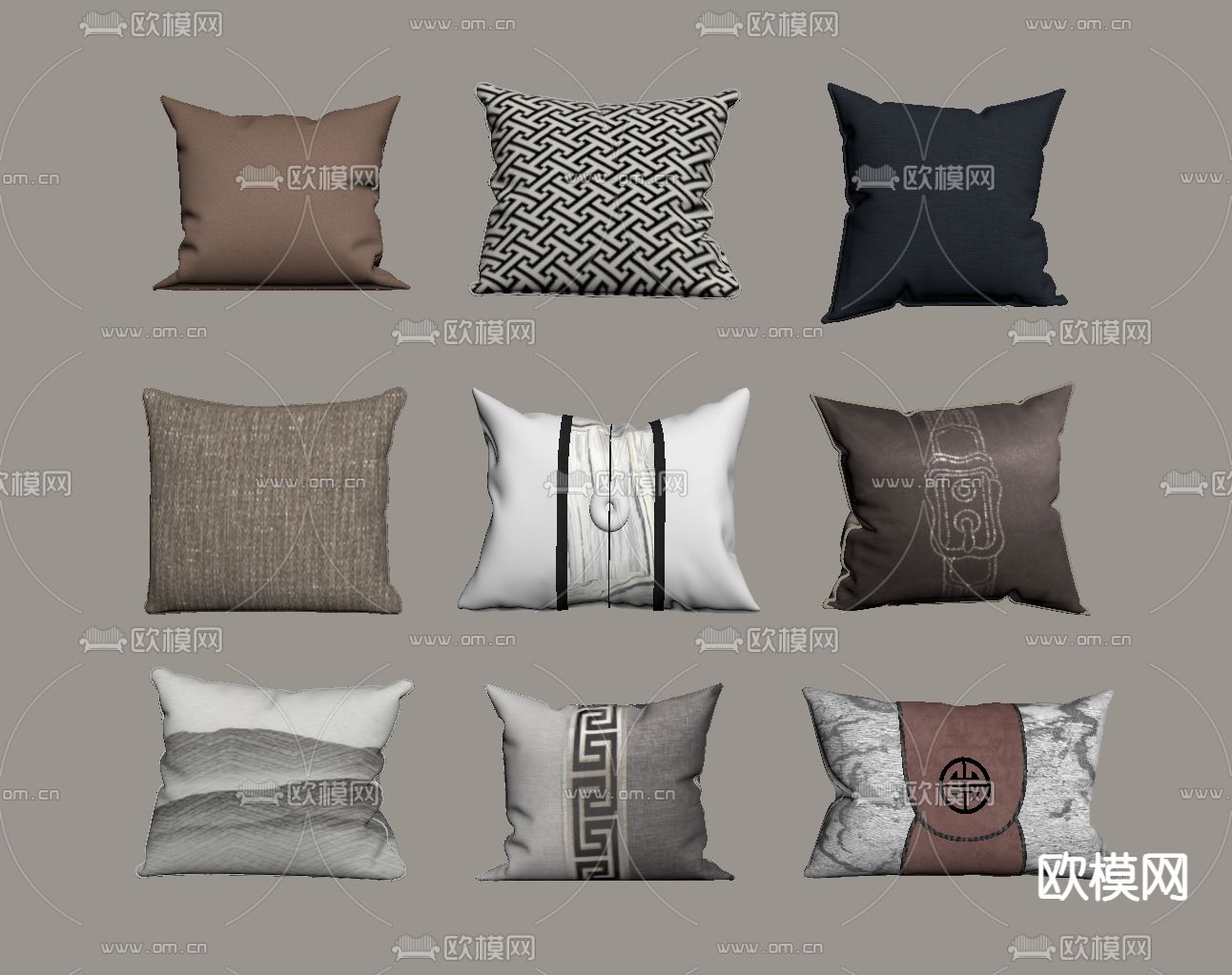 新中式靠枕 抱枕 沙发抱枕su模型下载（渲染图1）