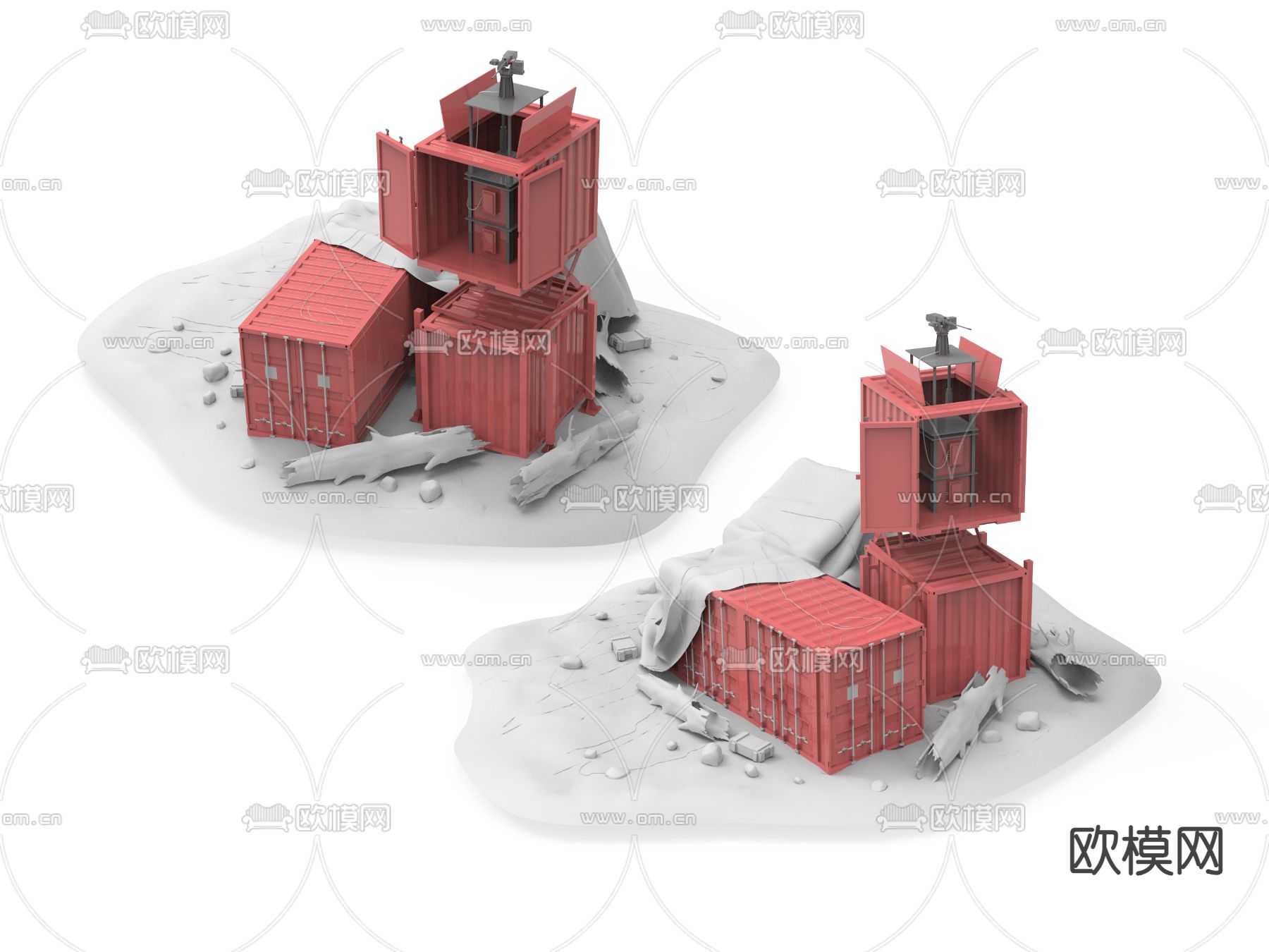 武器 废弃集装箱武器su模型下载（渲染图2）