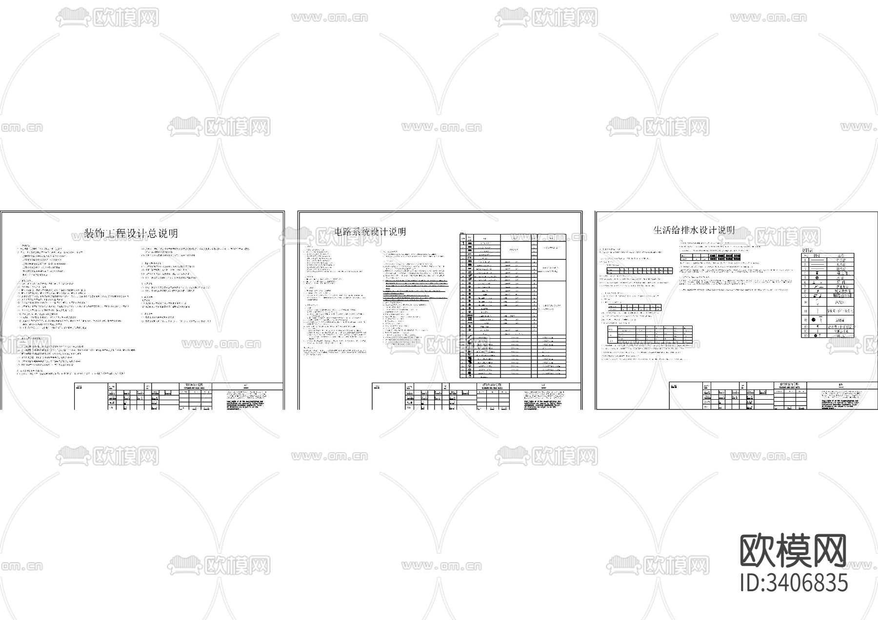 超市装修电气给排水设计说明表格下载（渲染图1）