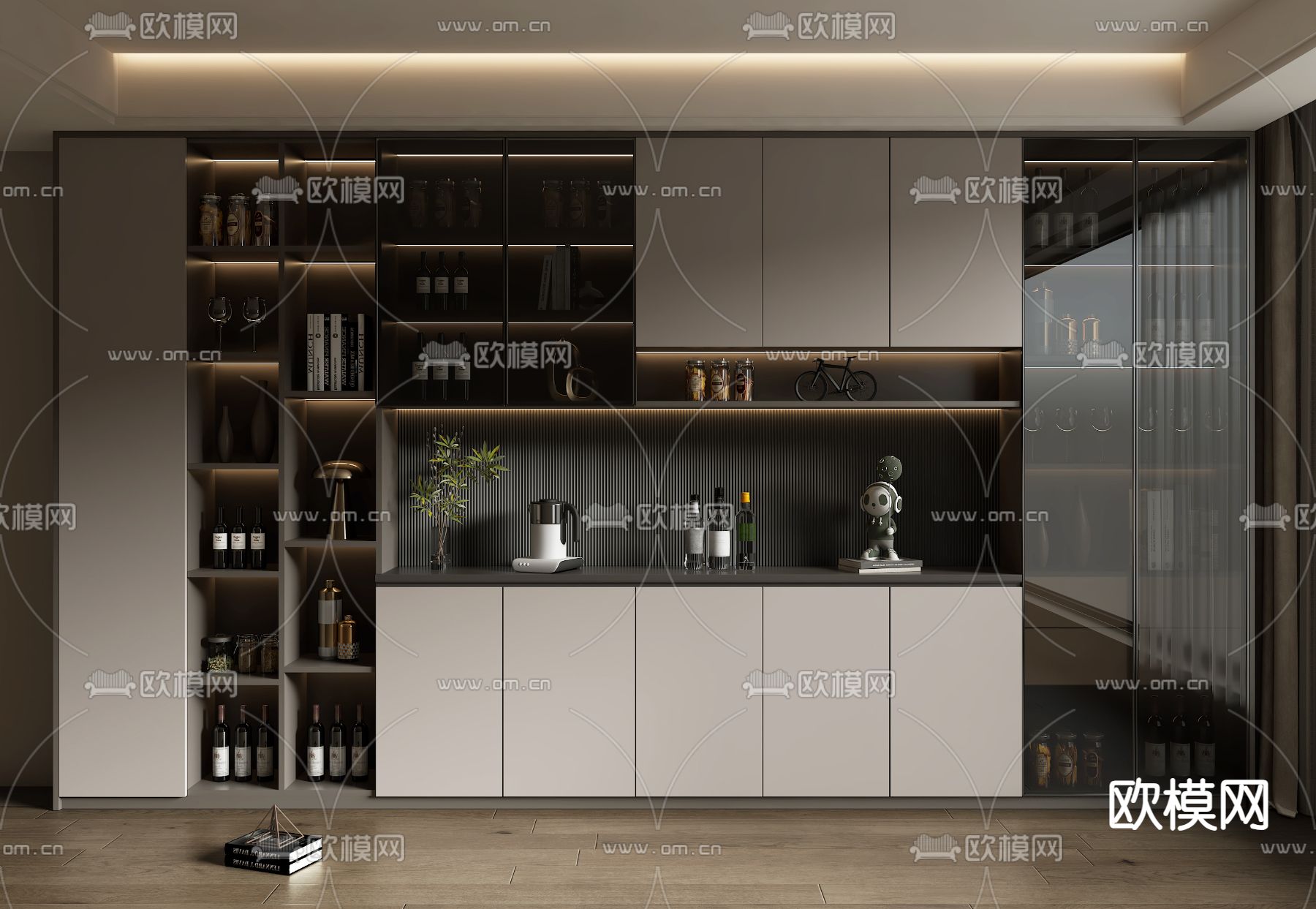 现代酒柜3d模型下载