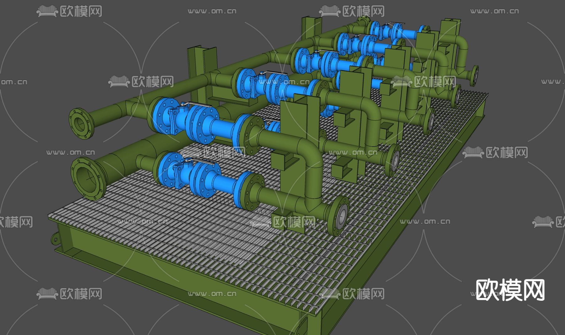 5孔管道 工业设备su模型下载（渲染图3）