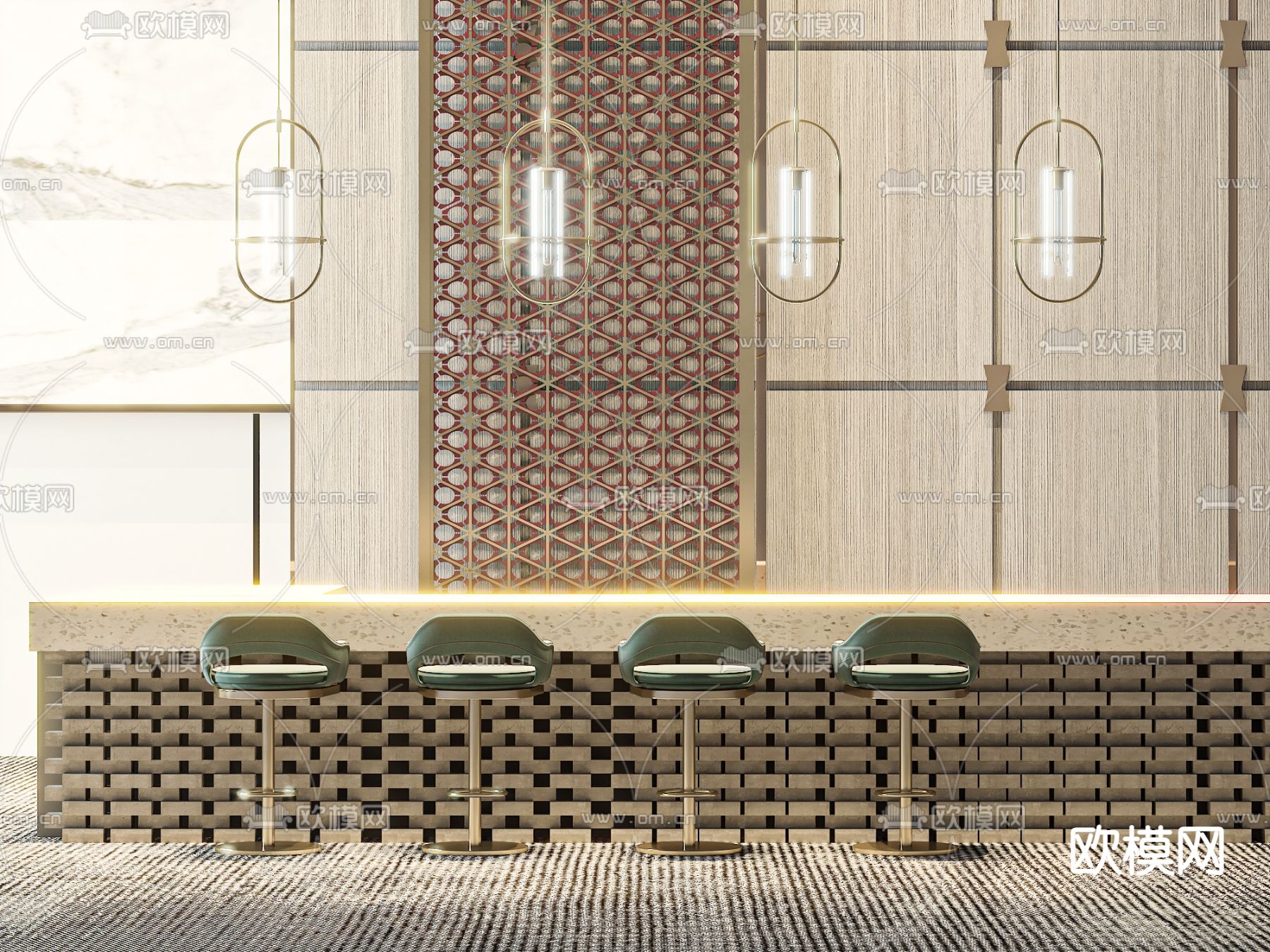 现代接待台 吧台3d模型下载