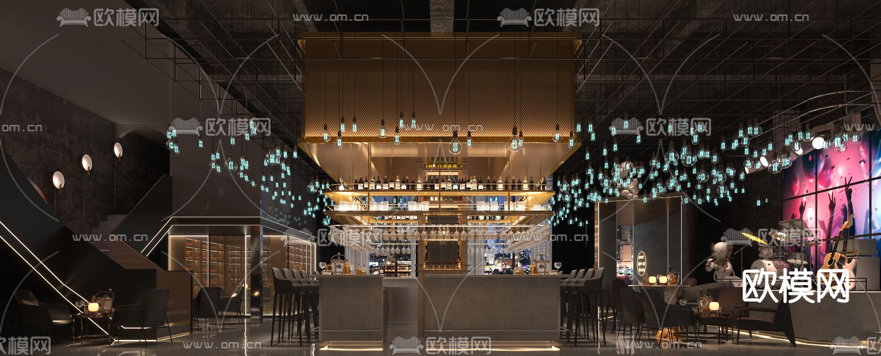 轻奢酒吧 清吧3d模型下载（渲染图1）