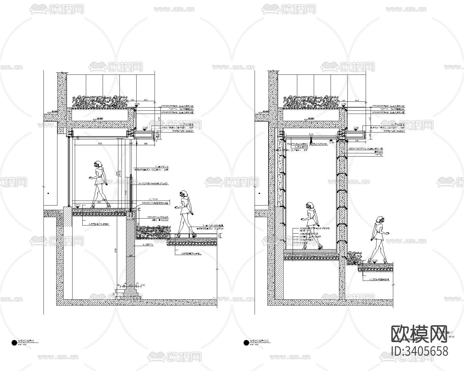 下沉庭院CAD节点大样图下载（渲染图10）