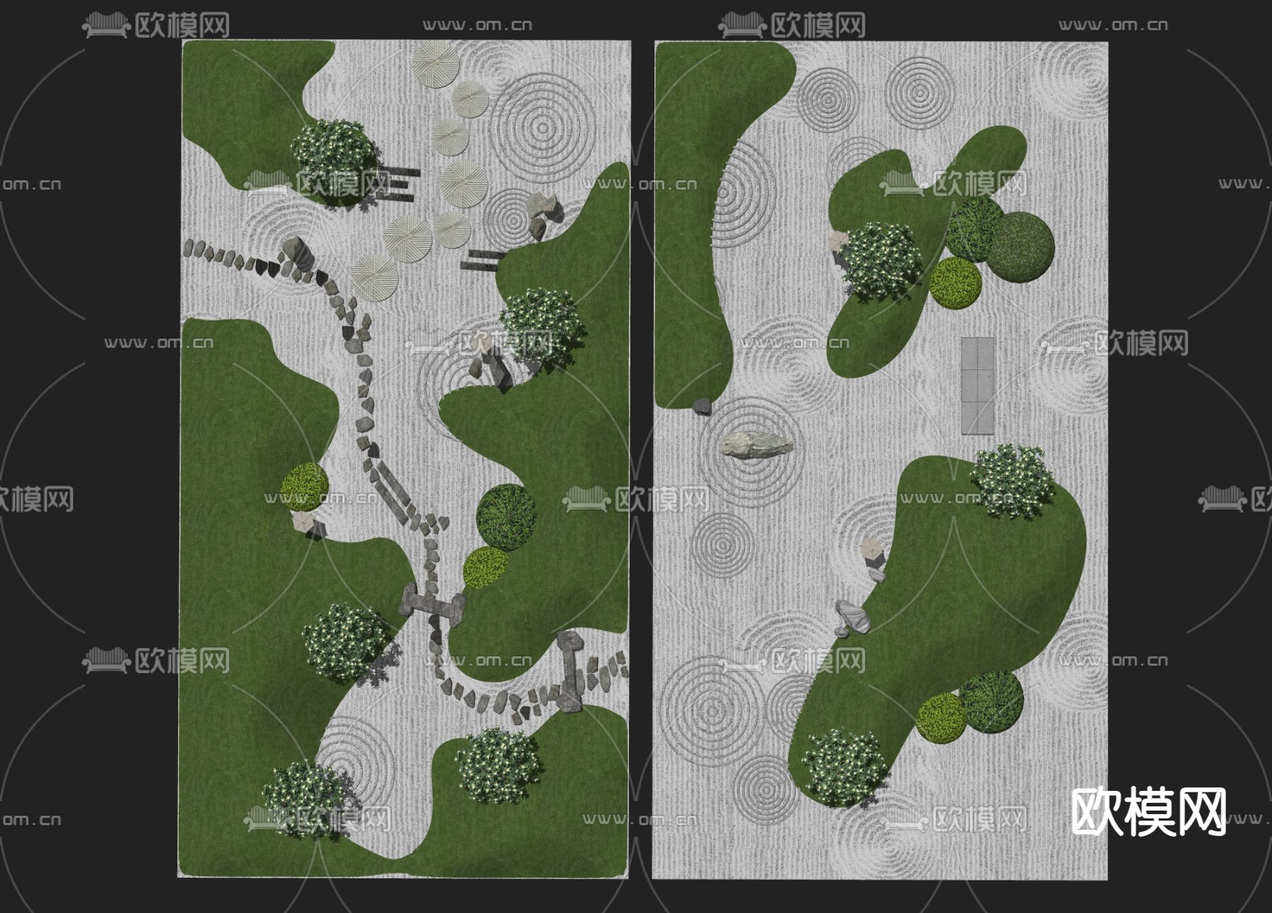 中式枯山水 微地形su模型下载（渲染图1）