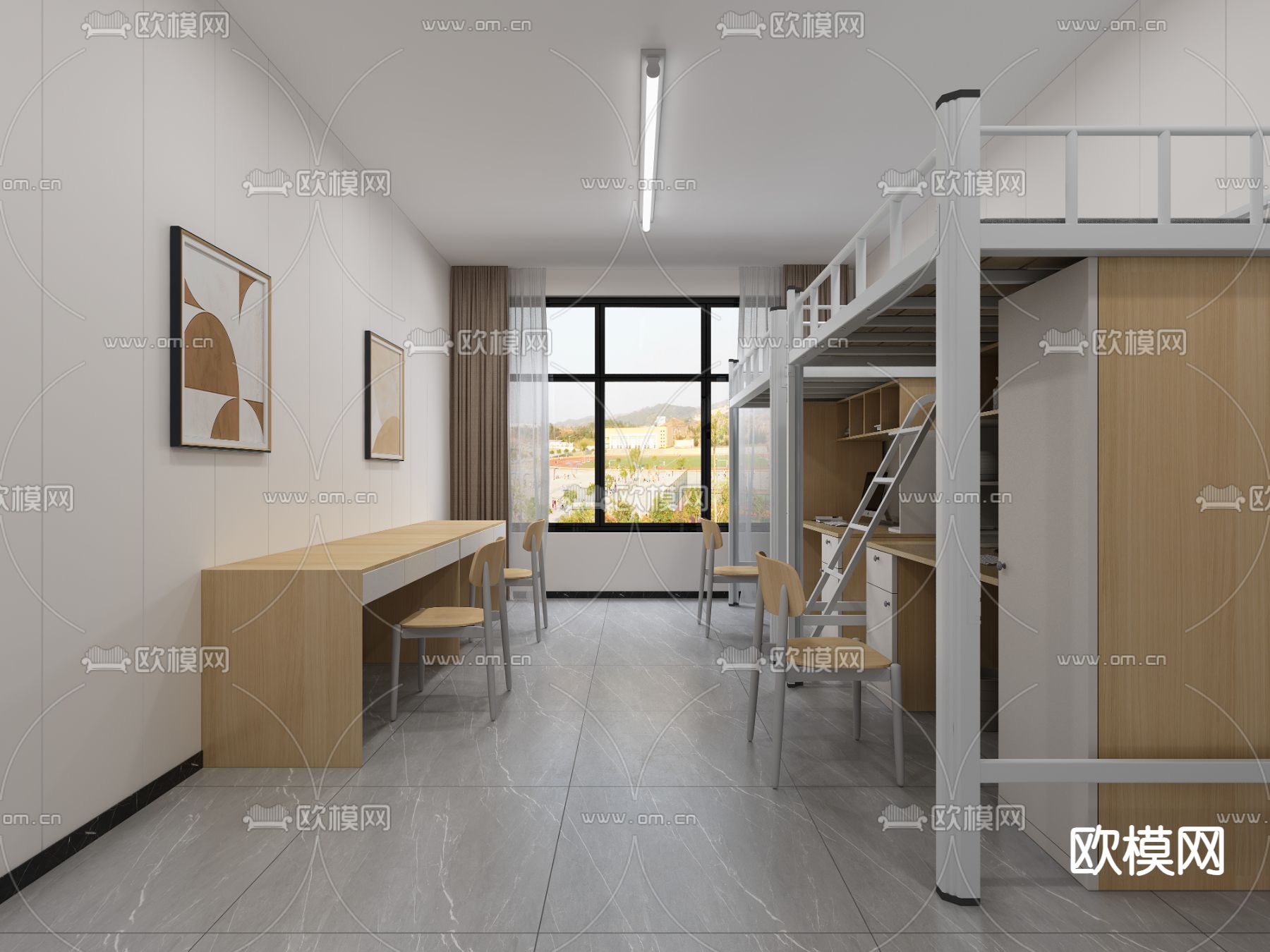 学生宿舍 住宿楼3d模型下载（渲染图2）